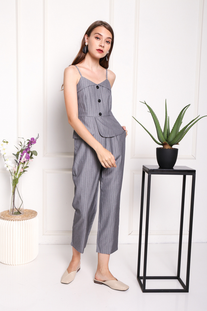 pinstripe jumpsuit