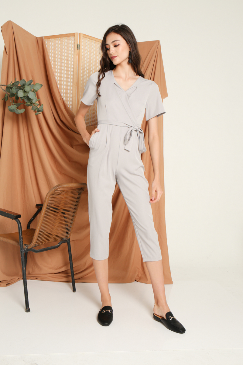 grey wrap jumpsuit