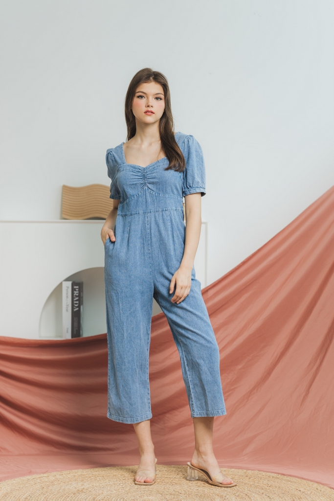 Beatrice Empire Jumpsuit in Denim