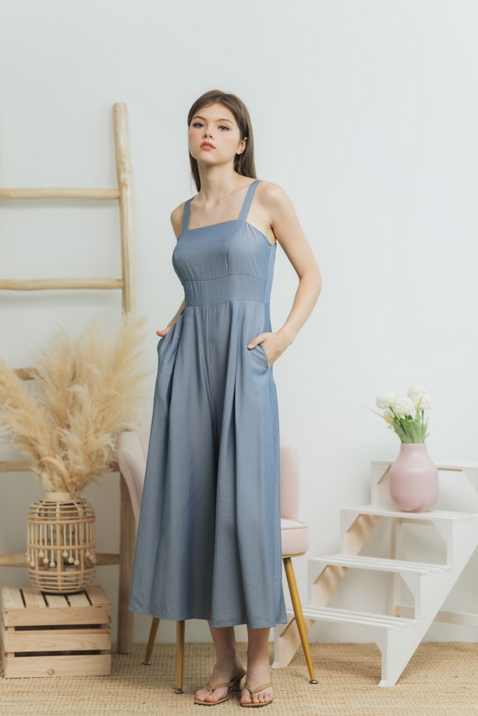 blue grey jumpsuit